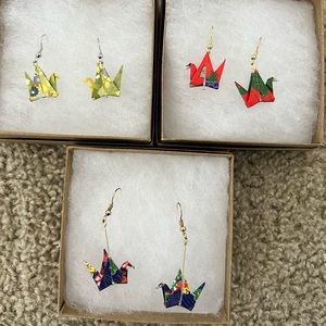 Origami bird earrings